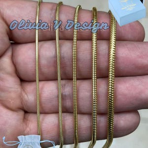 925 Sterling Silver 14K Yellow Gold Plated Round Snake Chain necklaces 1.4mm 1.6mm 2mm 2.5mm 3mm-  All Lengths - Round Snake