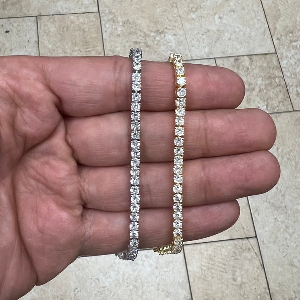 3mm Diamond Tennis Necklace Bracelet / Diamond CZ Tennis / 14k White Gold  / 14k Yellow Gold / Bridal Bracelet / Wedding Jewelry / Unisex