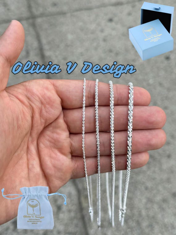 Sterling Silver Margarita Chain Necklace: Diamond Cut Sparkle