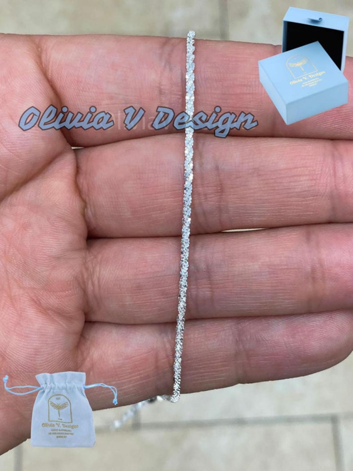 Adjustable 925 Sterling Silver Sparkle Glitter Margarita