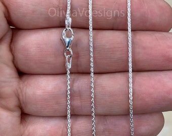 Collier en argent sterling Spiga, collier de blé Spiga en argent sterling de 1 mm, chaîne pour hommes, chaîne de blé flexible, collier en argent italien