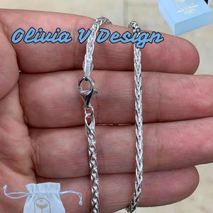 2.5mm Sterling Silver Spiga Wheat Chain Necklace - Italian Design