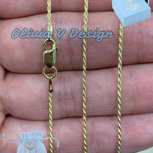 14K Gold Vermeil Sterling Silver Rope Chain: Italian Diamond Cut Necklace