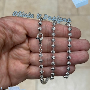 Sterling Silver Moon Cut Ball Bead Chain Necklace - Made In Italy