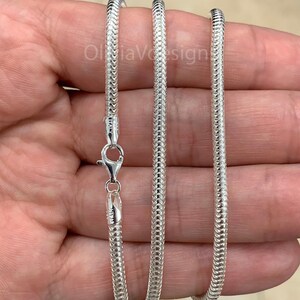 Solid 925 Silver Snake Chain Necklace, Raund Snake Chain for Man