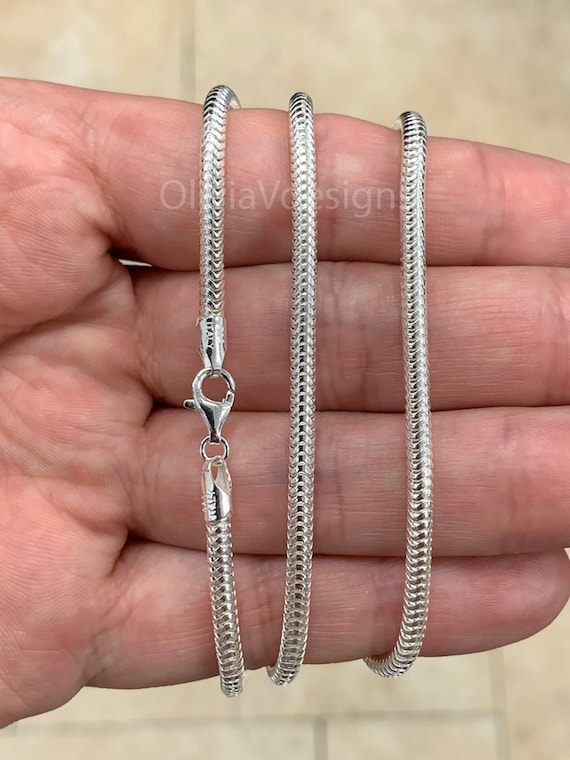 Beautiful Sterling silver 925 sterling Sterling Silver 1.5mm Round Snake Chain