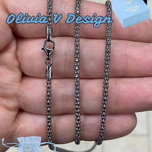 Popcornketting van zwart gerhodineerd sterlingzilver - 2,5 mm Bali geweven ketting