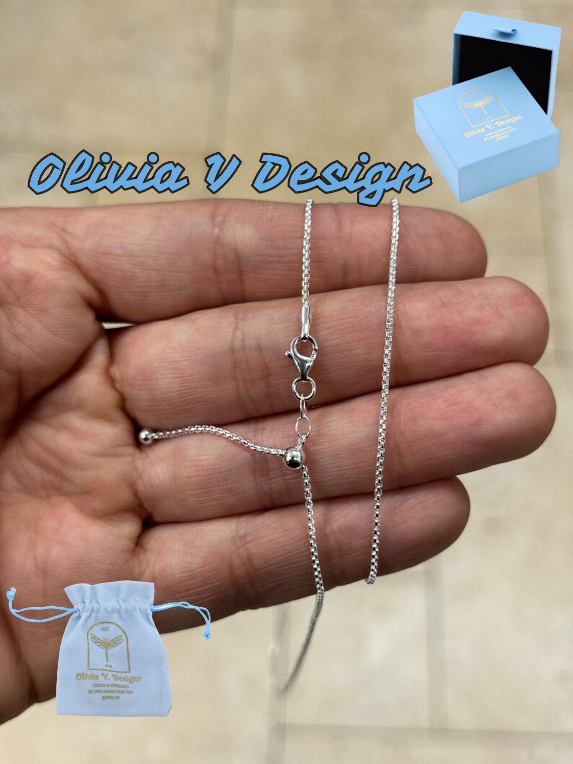 Sterling Silver Adjustable Box Chain Necklace - 24 Inch - Etsy