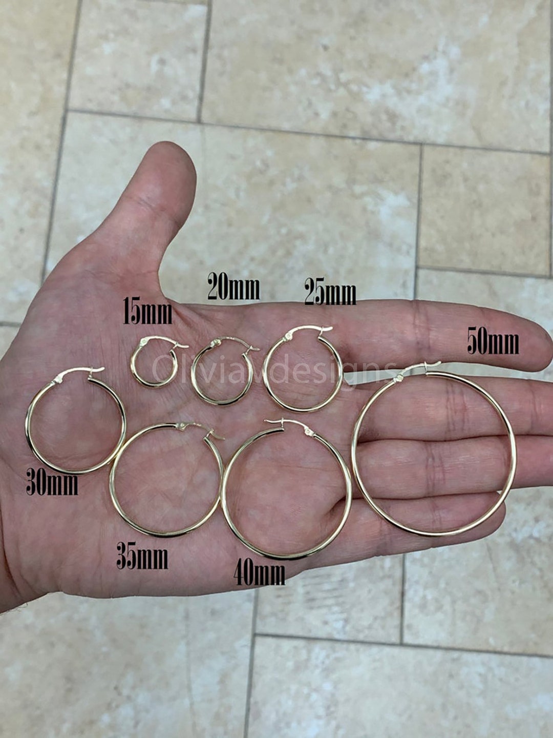 50pcs 18k Gold Plated Earring Hoops, 15/20/25/30/35/40/45/50mm