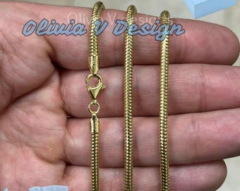 14K Gold Plated Sterling Silver Snake Chain Necklace - 2.5mm