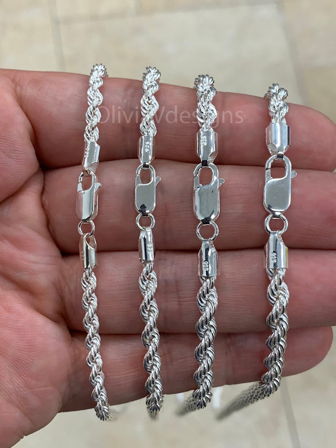Mens/Ladies 4mm Braided Rubber Cord Necklace-925 Sterling Silver Twist Clasp Mens/Ladies 4mm Braided Rubber Cord Necklace-925 Sterling Silver Twist Clasp
