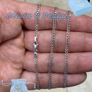14K White Gold Cuban Link Chain Necklace: Minimalist Layering Chain