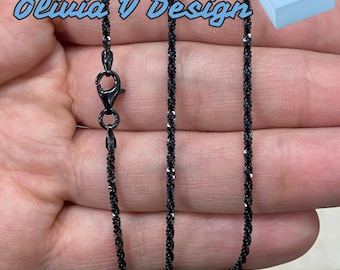 Schwarz Rhodium Sterling Silber Margarita Halskette: Diamantschliff, Italien