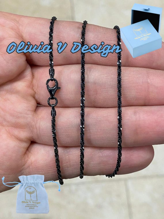 Catenina Argento Sterling Uomo – Collana Barbazzale 3.7 Mm Placcata Rodio (Lunghezza 40/45 Cm)