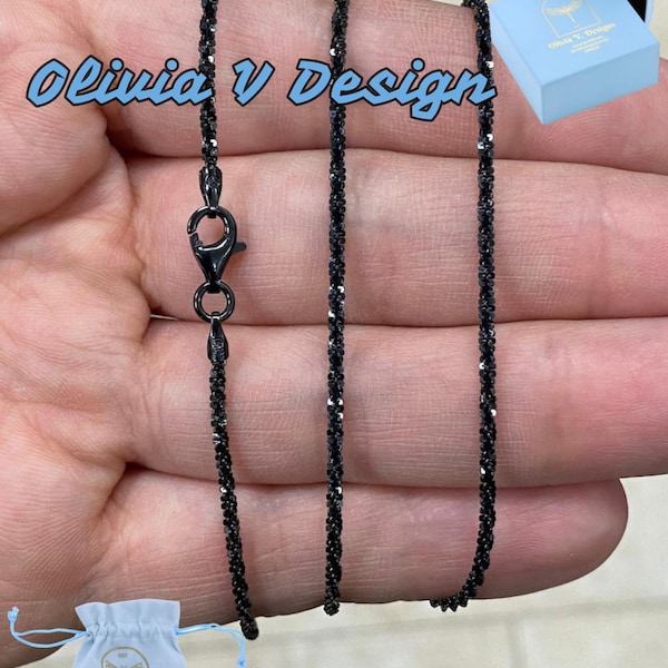 Collana con catena Margarita in argento sterling rodiato nero: taglio diamante, Italia