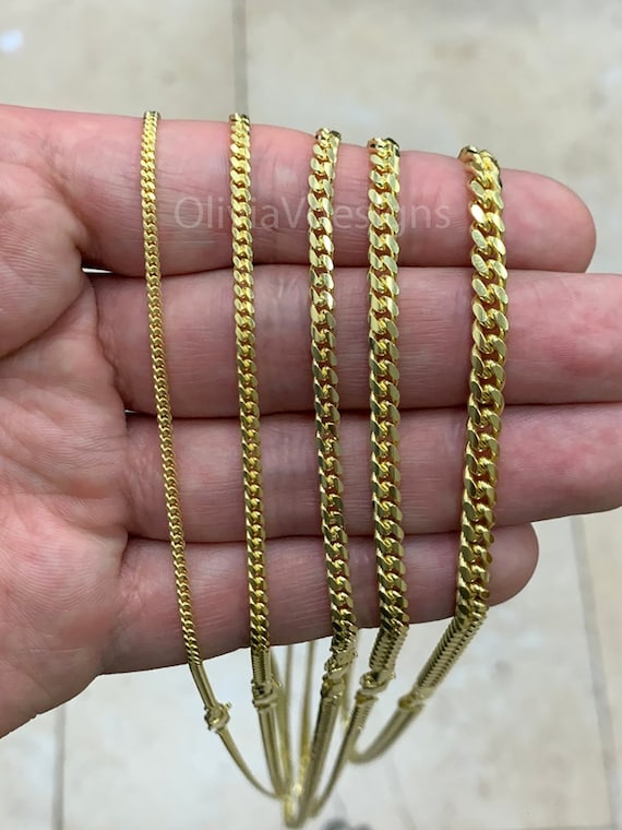 Unisex ALL Gold  Colors 14K Gold 2MM Cuban Curb Link Chain Necklace