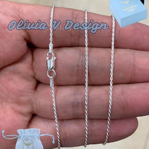 Sterling Silver Italian Rope Chain Necklace: Diamond Cut, 1.2mm
