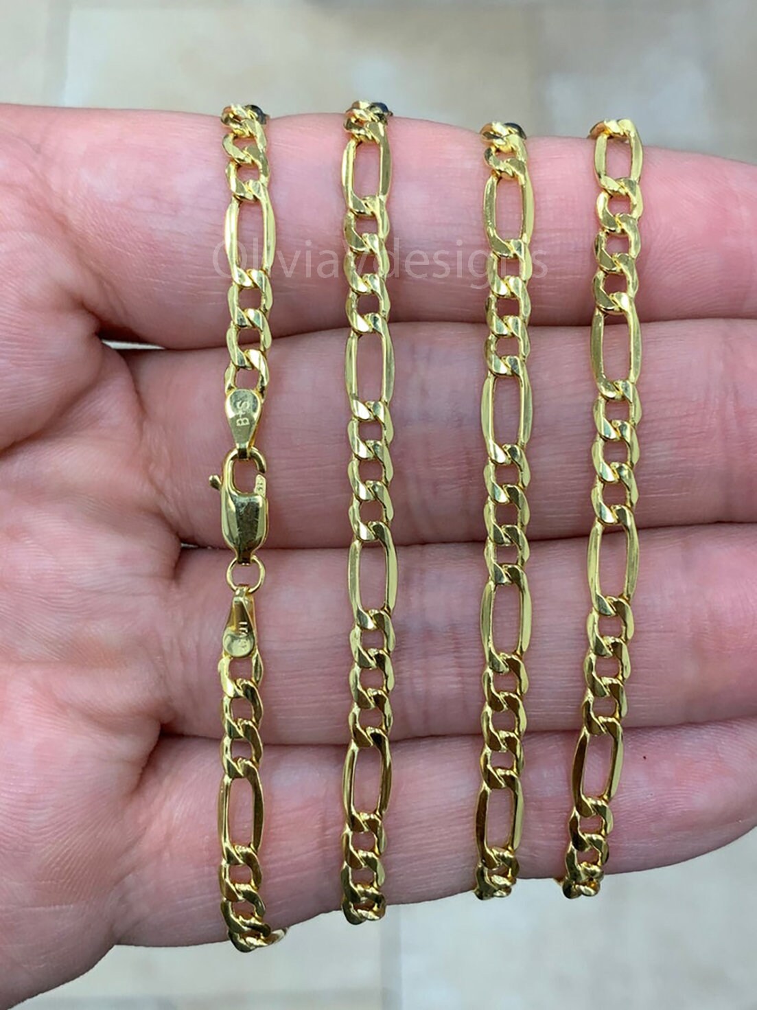14K Yellow Gold Figaro Chain 4mm 18 