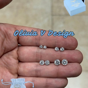 14K White Gold Bezel Stud Earrings, Bezel Set Earrings Studs, 14k  Gold Earrings, White Gold Bezel Studs, 3MM 4MM 5MM 6MM