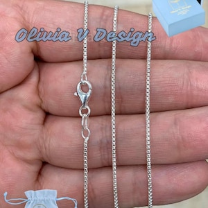 Runde Box Kette, 1,3 mm Runde Box Kette, Sterling Silber Kette, .925 Sterling Silber, Herren oder Damen Kette, Unisex, Made in Italy