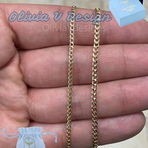14K Solid Yellow Gold Cuban 2mm 2.5mm Link Chain Necklace 16&quot; 18&quot; 20&quot; 22&quot; 24&quot; 26&quot; 28&quot; 30&quot; ,Layering Chain , Everyday Minimal Chain, 14K Gold