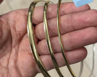 Reversible Sterling Silver Omega Chain Necklace: Two Tone Gold, Made in Italy