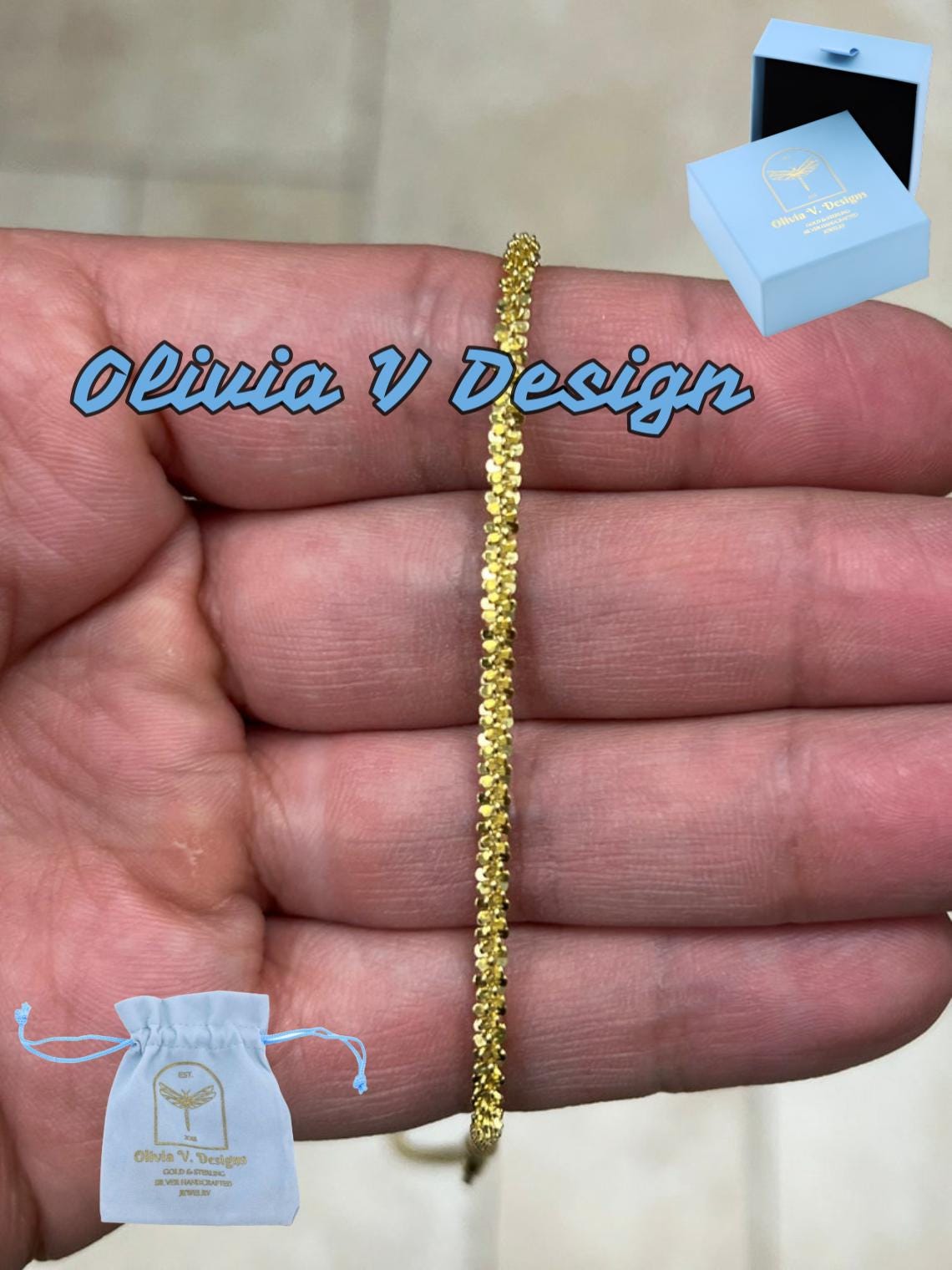 925 Sterling Silver 14K Yellow Gold Plated Sparkle Glitter