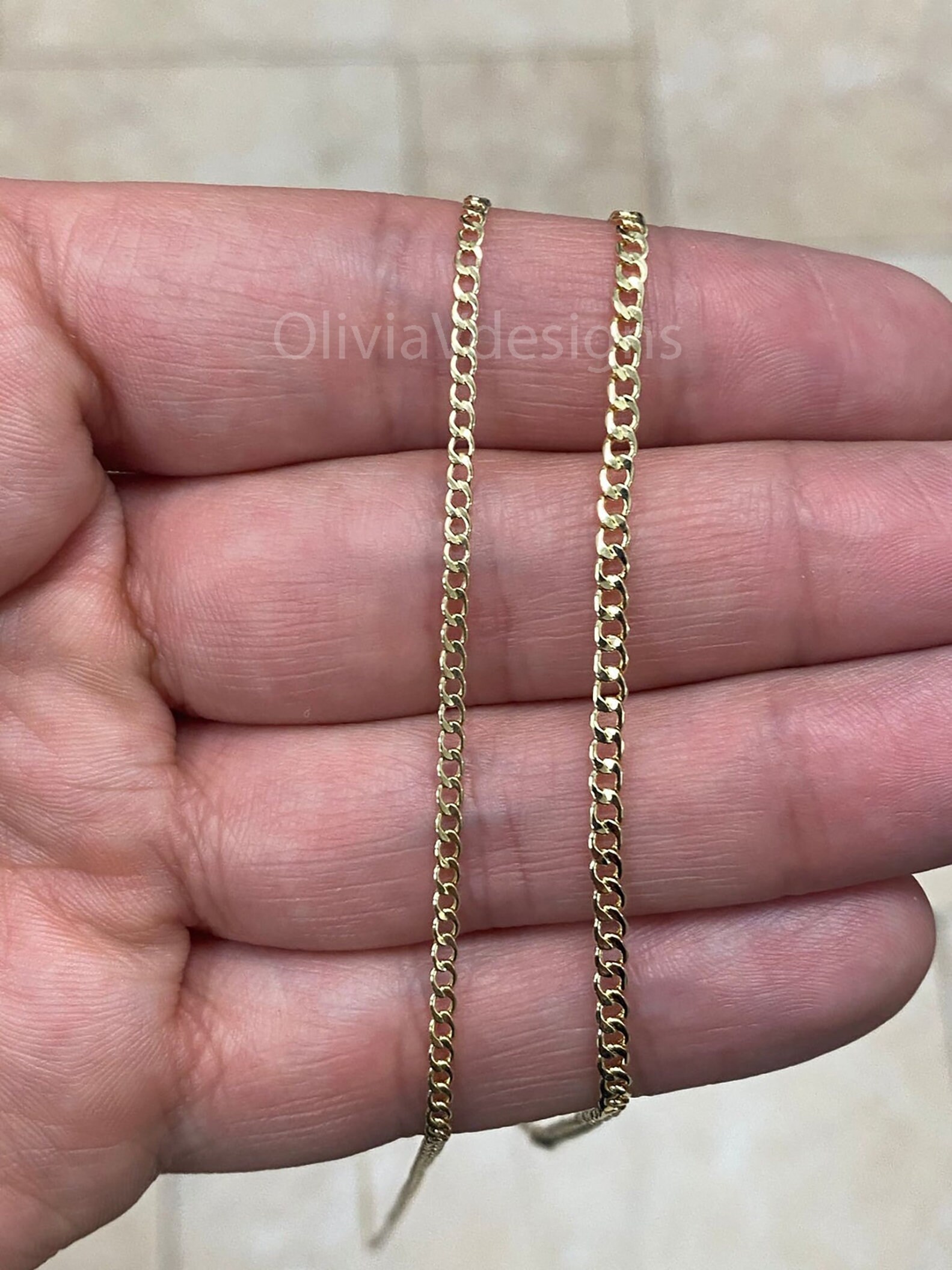 14K Solid Yellow Gold Cuban 2mm 2.5mm 