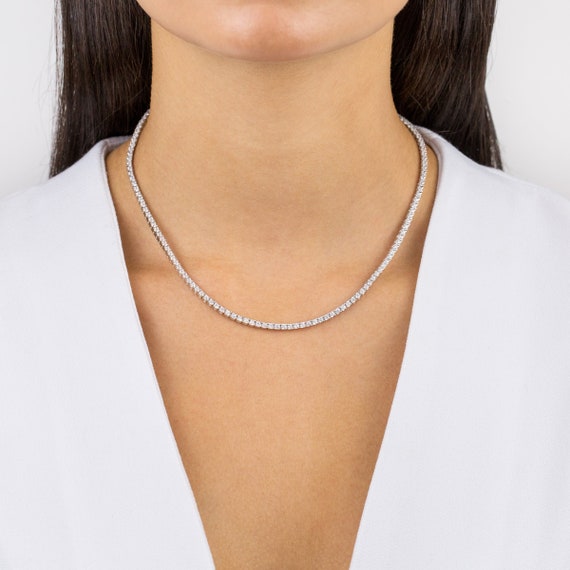 Classic Tennis 12CT Diamond Necklace | White Gold – ANTON Jewellery