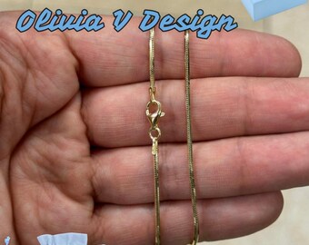 14k Gold Over Sterling Silver Snake Chain - 1.4mm Italian Necklace