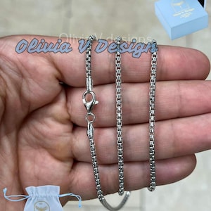 925 Sterling Silver Round Box Chain, 2.6mm Round Box Chain, Sterling Silver Chain, Mens or Womens Chain, Unisex, Made in Italy