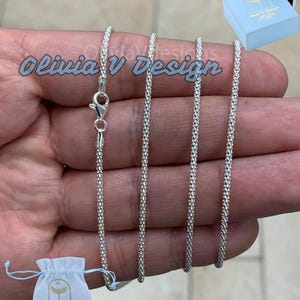925 Sterling Silver Popcorn Chain: Italian Coreana Necklace, Anti-Tarnish