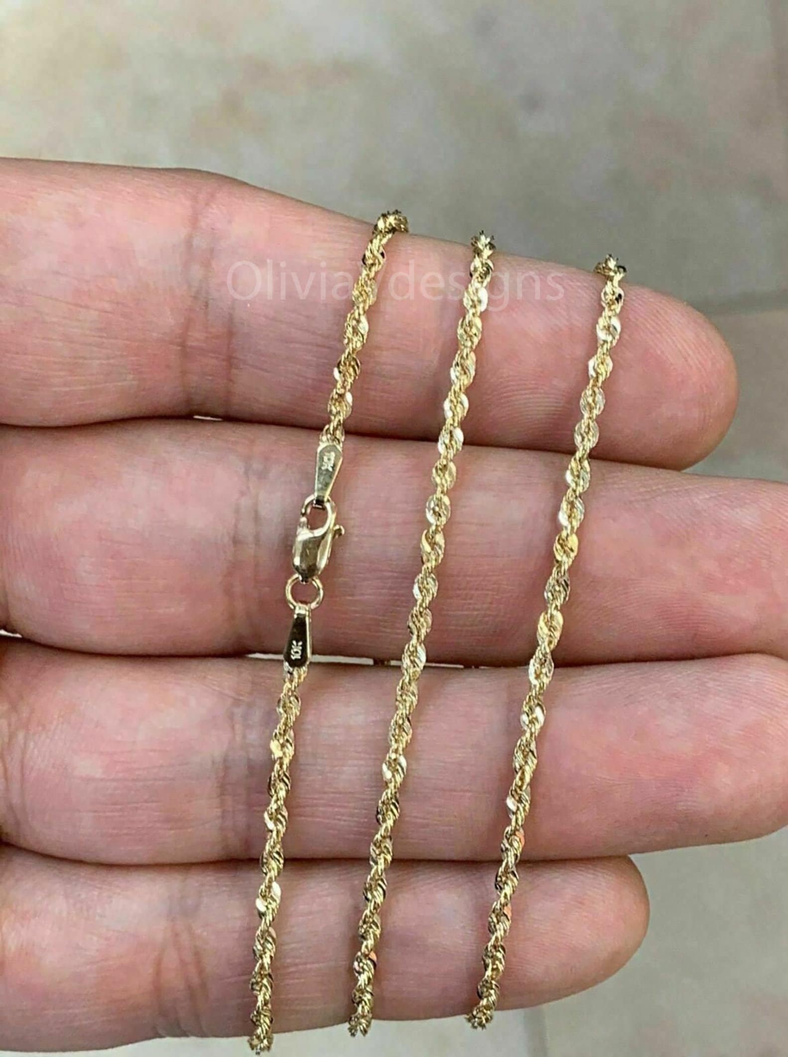 10K Solid Yellow Gold Diamond Cut Singapore Chain Necklace 10KT Real Gold NEW!!