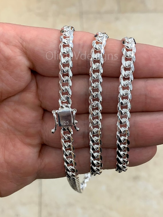 Men's Real Solid 925 Sterling Silver Miami Cuban Chain Bracelet 8 Inch x 6  mm Thick