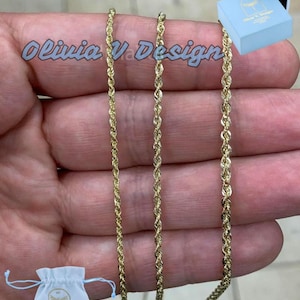 10K Massiv Gelbgold Halskette Gold Seil Kette 1,2 mm 2 mm 2,5 mm, 10K Gold Seil Kette, 10K Seil Kette, Goldkette, Diamantschnitt, Männer, Frau