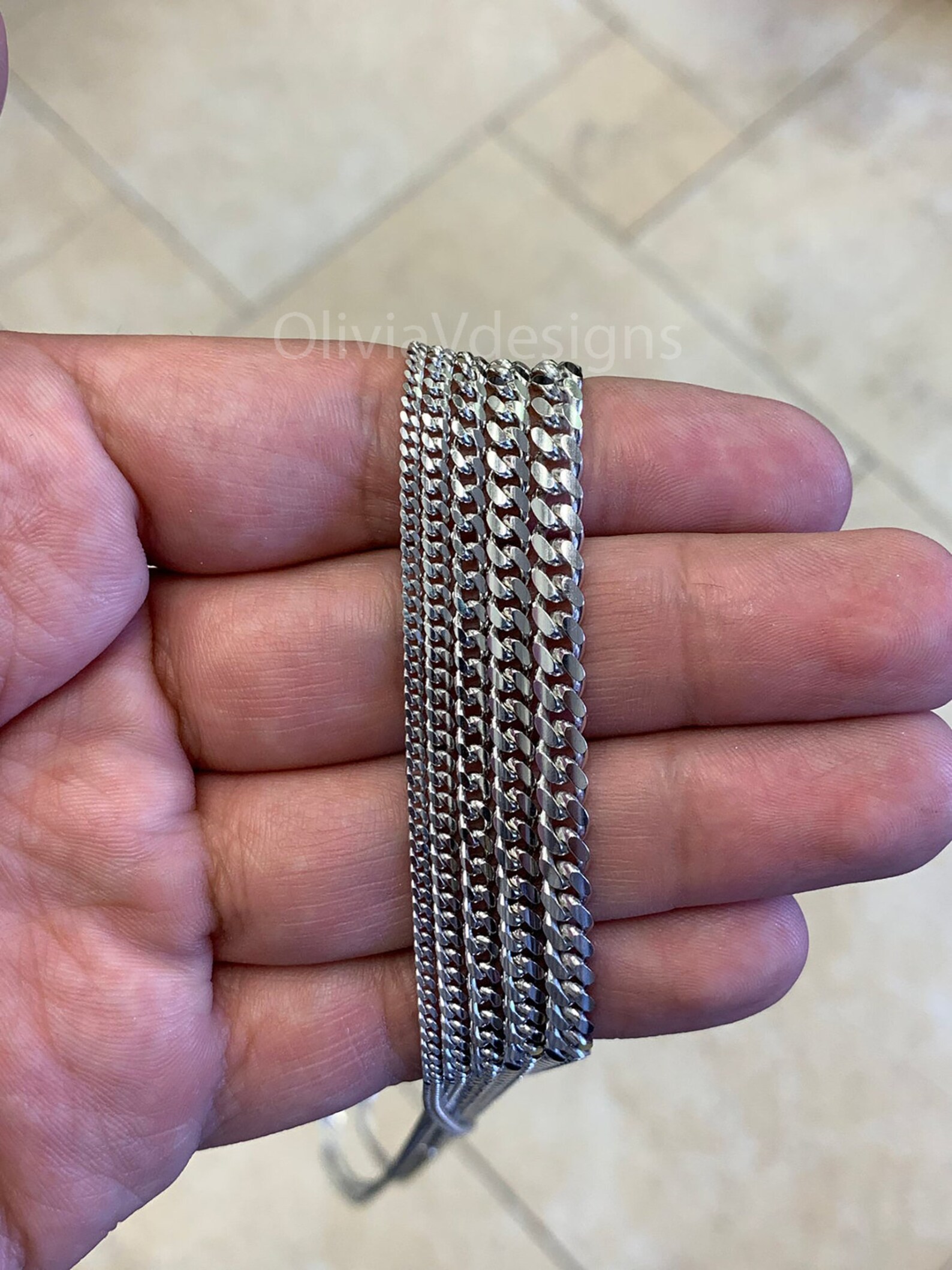 Solid 925 Sterling Silver Italian Chain Necklace Solid Miami Etsy