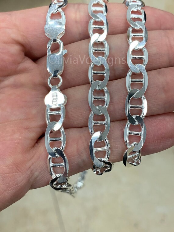 Buy 925 Sterling Silver 8mm Flat Mariner Link Anchor Chain