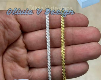Collar de cadena Margarita de plata esterlina: oro o plata de 14 k, corte de diamante
