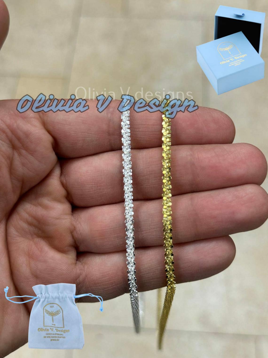 Collana A Catena Margarita In Argento Sterling Placcato Oro 14K