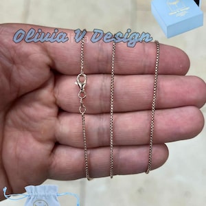 Rose Gold Round Box Chain 925 Sterling Silver, 1.3mm Round Box Chain, Mens or Womens Chain, Unisex, Made in Italy