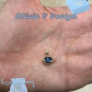 14k Gelbgold griechischen Bösen Auge Anhänger, zierliches Auge - Echtes 14k Gelbgold - Anhänger Geschenk, zierlich, Glück Schutz Charm