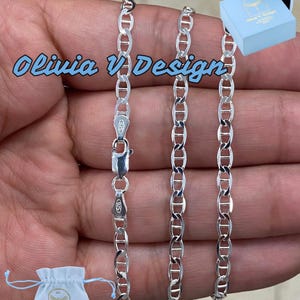 Sterling Silver Mariner Chain Necklace 3.5mm, Italian Marina Link