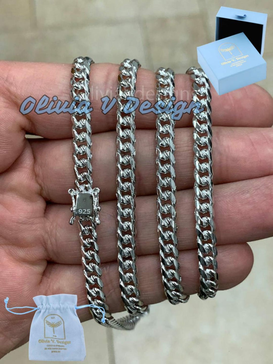 Sterling Silver Miami Cuban Chain: 5mm Heavy Curb Link Necklace