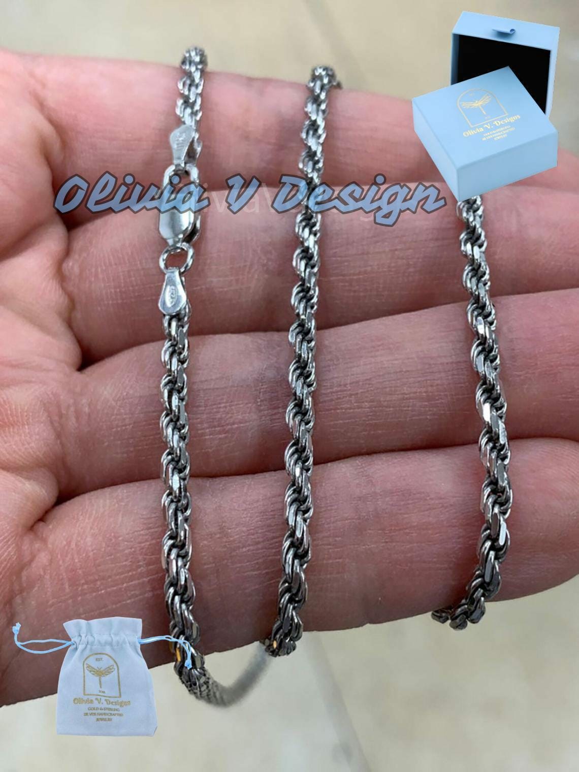 ⭐️【極上イタリア製】SILVER925ロープチェーンネックレス約10g 重厚感◎ スターリングシルバーイタリアンロープチェーン：3.2mmダイヤモンド