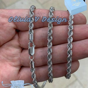Sterling Silver Italian Rope Chain: 5mm Diamond Cut Necklace