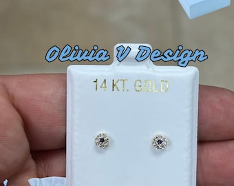 14K Gelbgold Saphir Diamant Ohrstecker: Kinder, Baby Schraubverschluss