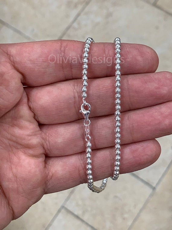 3mm sterling silver ball chain necklace deals