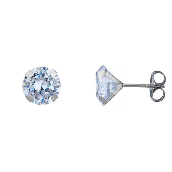 14Kt White Gold Genuine Aquamarine 8mm Round Stud Earrings 14Kt White Gold Genuine Aquamarine 8mm Round Stud Earrings