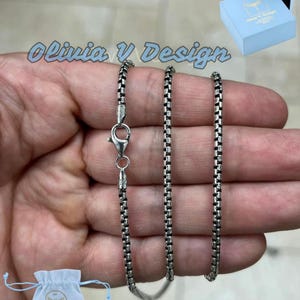 Oxidized Sterling Silver Round Box Chain - Rustic Bali Chain