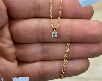 Lab Grown Diamond Solitaire Pendant: 0.25 Carat, 14K Yellow Gold